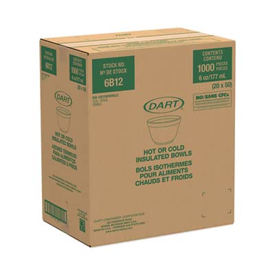 DART 6B12 Foam Container, 6 oz, White, Squat, 1000 count view 3