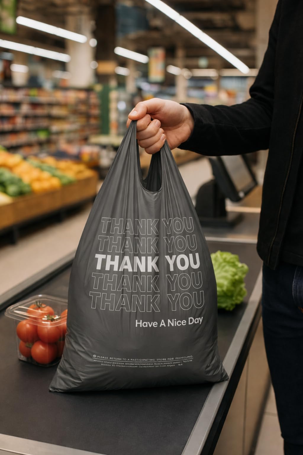 Eagle 1/6 Large Black Disposable Shopping/Merchandise Bags - 500 pcs view 4