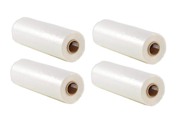 4 Rolls - Plastic Roll Bags for Fruits, Vegetable, Bread, Food Storage Clear Bags (12"x20")