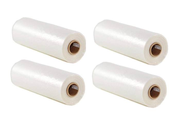 4 Rolls - Plastic Roll Bags for Fruits, Vegetable, Bread, Food Storage Clear Bags (12"x20")