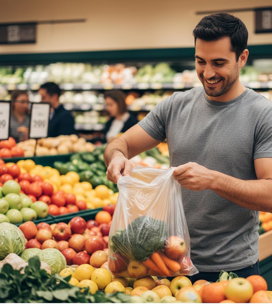 4 Rolls - Plastic Roll Bags for Fruits, Vegetable, Bread, Food Storage Clear Bags (18"x24") view 6