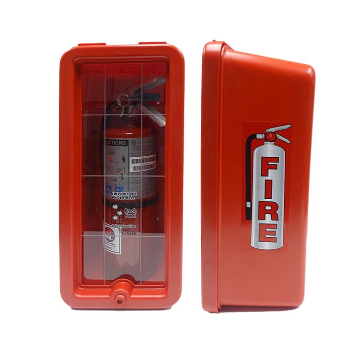 Cato 10551-H Red Plastic Chief Fire Extinguisher Cabinet for 2-1/2 or 5 lb. Extinguisher, with Hammer and Cylinder Lock
