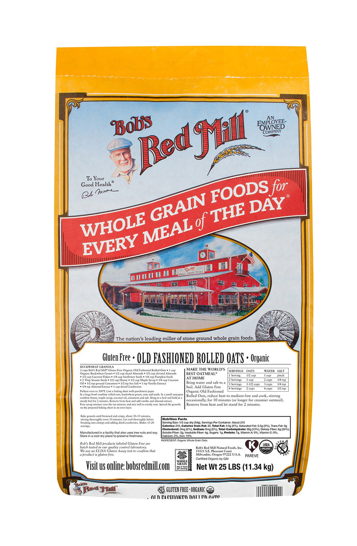 Bob's Red Mill Gluten Free Organic Old Fashioned Rolled Oats, 400oz (Pack of 1) - Non GMO, Whole Grain, Vegan, Kosher