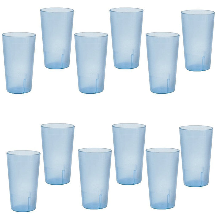 32 oz. (Ounce) Restaurant Tumbler Beverage Cup, Stackable Cups, Break-Resistant Commmerical Plastic, Set of 12 - Blue