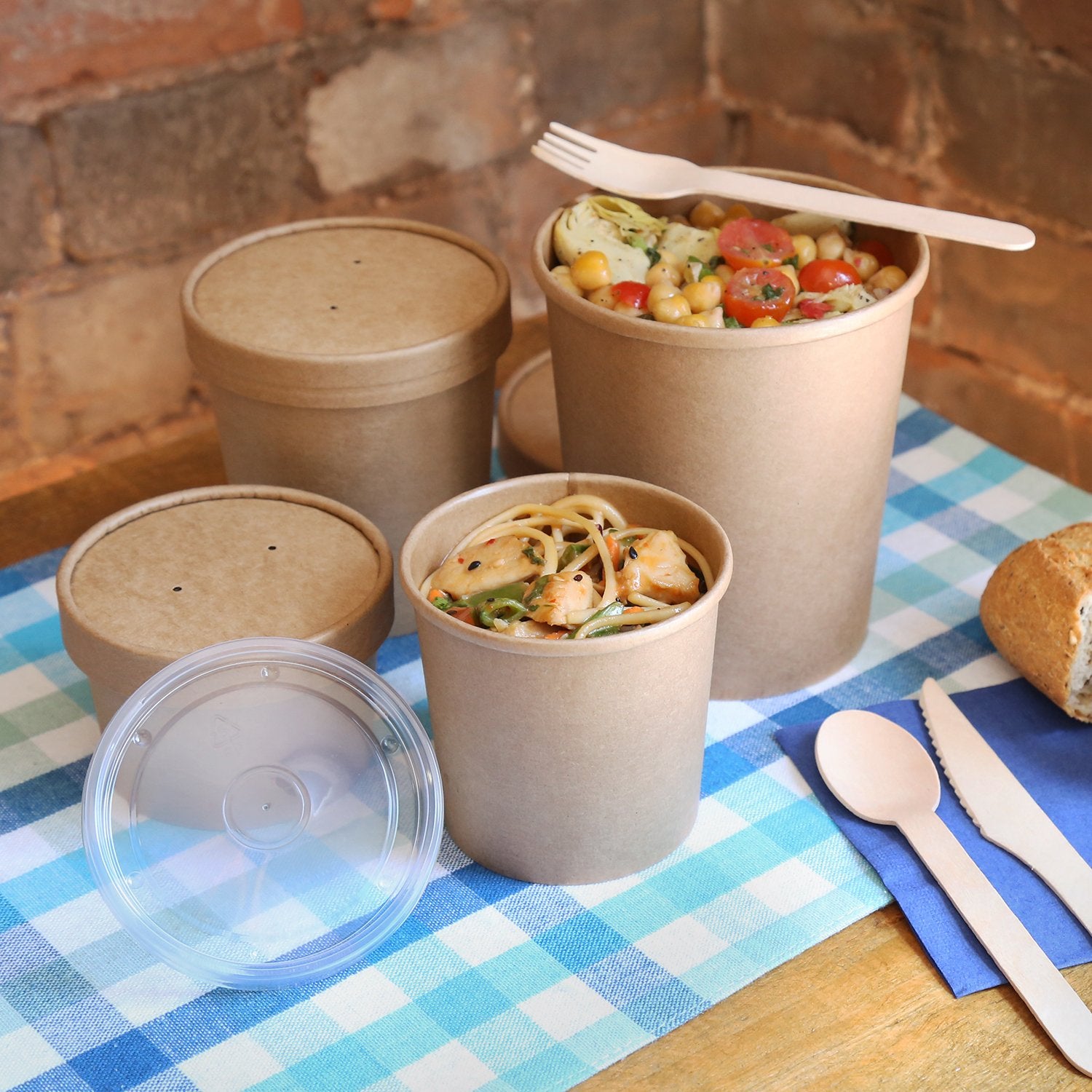 Royal 32 Ounce Kraft Paper Food Container and Lid Combo, Package of 250 view 2