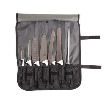 Mercer Culinary Millennia 8-Piece Knife Roll Set, White Handles
