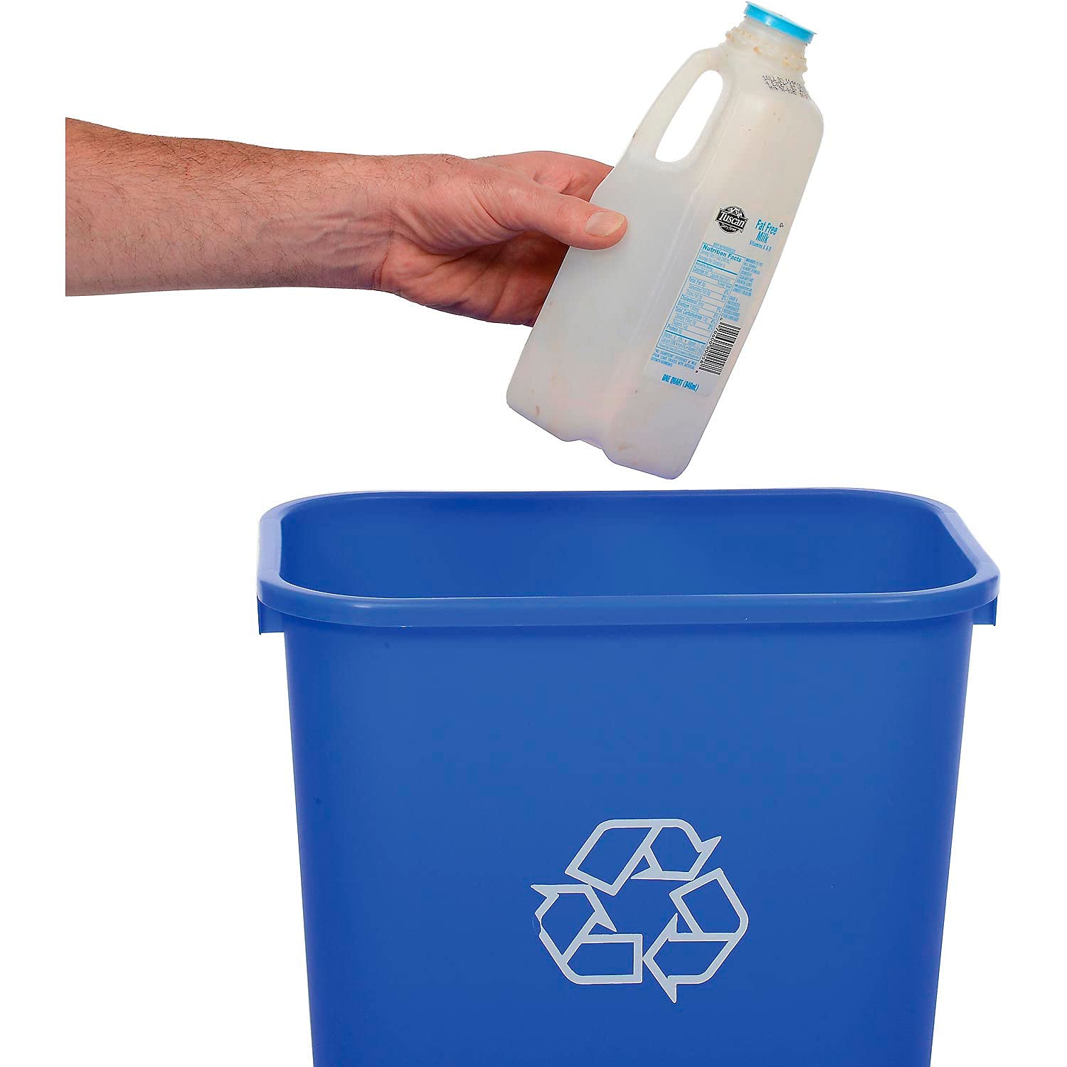 Global Industrial Plastic Recycling Wastebasket, 28-1/8 Qt., Blue view 7