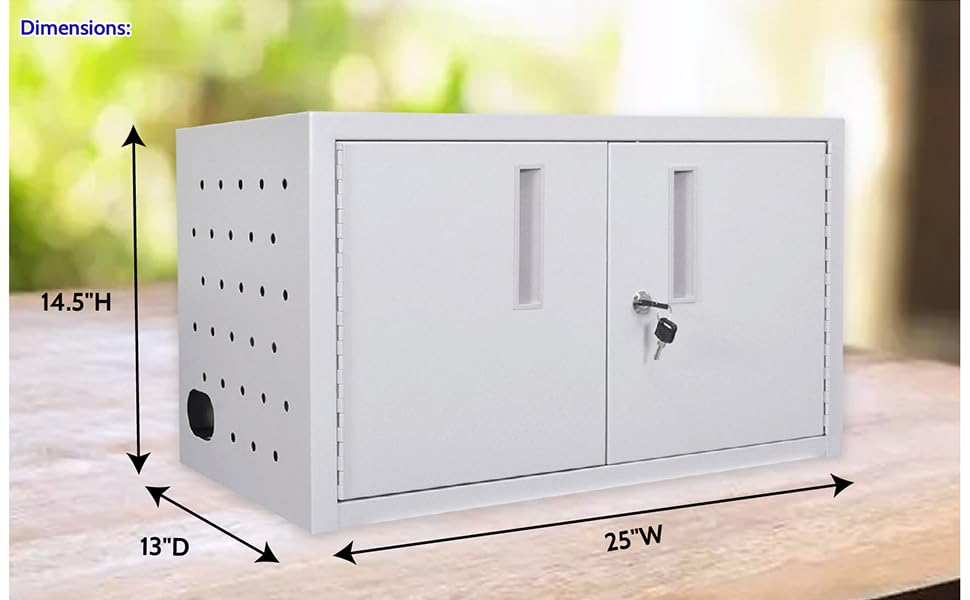 Discount Medical Depot Luxor Steel 16 Tablet Wall/Desk Charging Box with Lockable Door, Padded Interior and Rubber-Coated Dividers - Ideal for Office, Classroom and More view 4