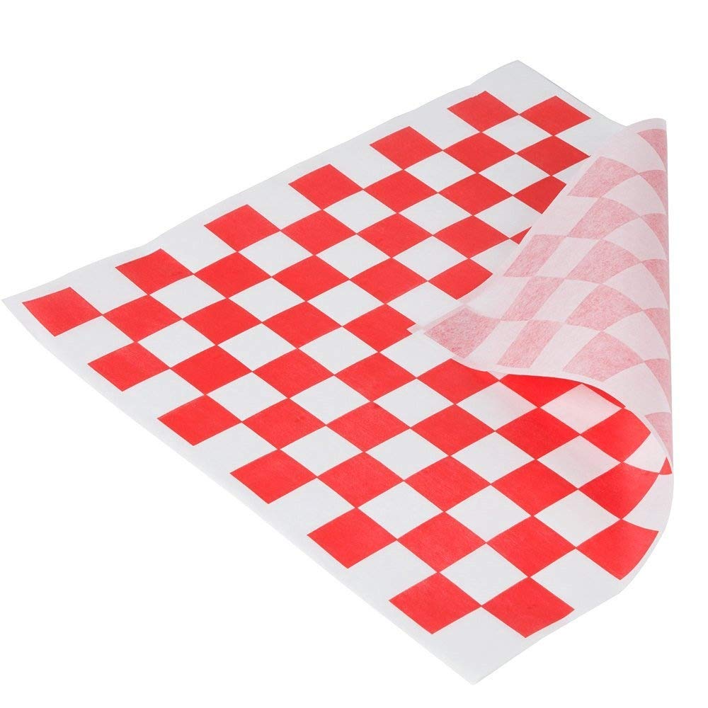 1000 Pack - Food Basket Liner - Deli Sandwich Wraps Paper - Checkered (Red)…