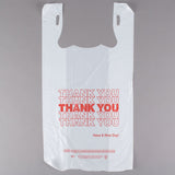 1/6 Size .59 Mil White Thank You Plastic T-Shirt Bag - 1000/Case