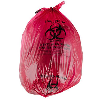 Red Isolation Infectious Waste Bag/Biohazard Bag Linear Low Density 1.2 Mil - 100/Case 33 Gallon 33" x 40"