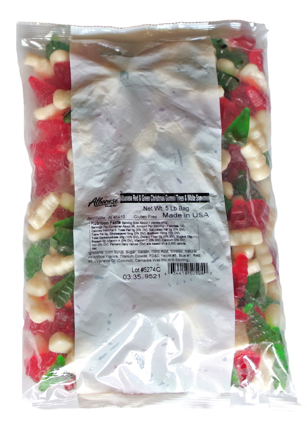 Albanese Christmas Gummi Snowmen & Trees - Red, Green & White - 5 Lbs view 2
