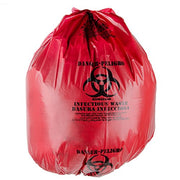 Red Isolation Infectious Waste Bag/Biohazard Bag Linear Low Density 3.0 Mil - 25/Case 44 Gallon 37" X 50"