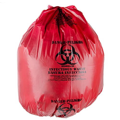 Red Isolation Infectious Waste Bag/Biohazard Bag Linear Low Density 3.0 Mil - 25/Case 44 Gallon 37" X 50"