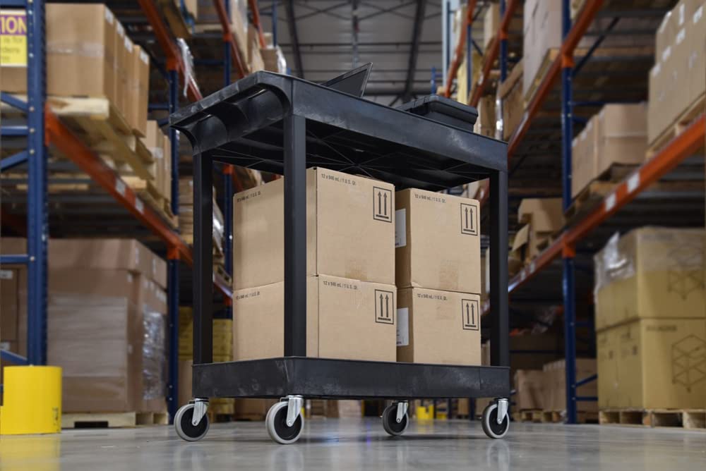 Luxor/H.Wilson EC11-B High Capacity Two Shelf Tub Cart, 4" Heavy Duty Casters, 34.25" Height, 35.25" Wide, 18" Length view 3