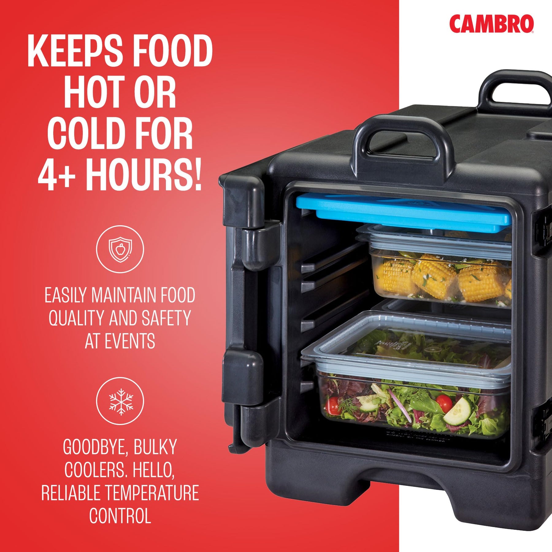 Cambro Insulated Food Pan Carrier - Hotbox and Food Warmer for Catering & Transport - Front Load UPC300 Series (Black) view 2