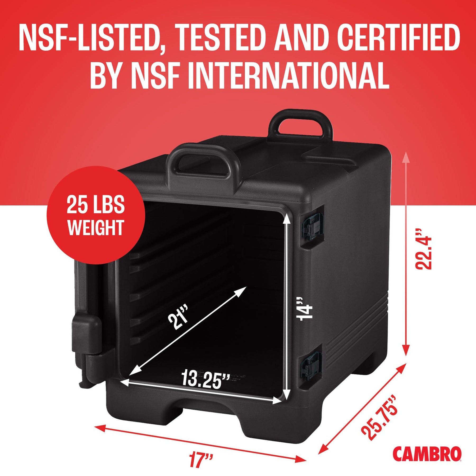 Cambro Insulated Food Pan Carrier - Hotbox and Food Warmer for Catering & Transport - Front Load UPC300 Series (Black) view 6