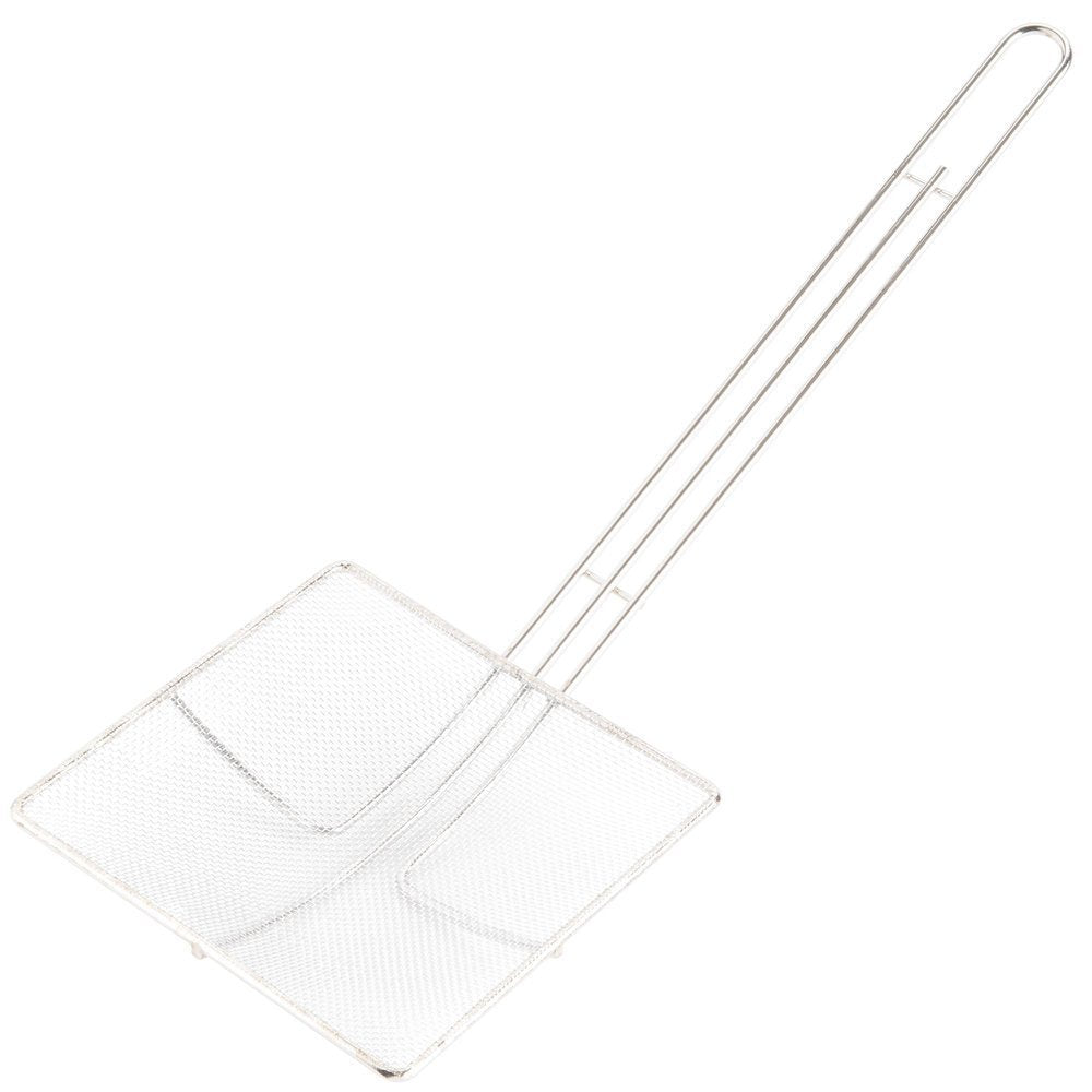 Fine Mesh Deep Fryer Oil Skimmer/Strainer – Professional Set of Two - One 7” And One 5” Square Cooking Skimmers view 3