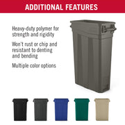 Suncast Commercial TCNH2030BK Narrow Trash Can with Handles, 30" Height x 11.08" Width, 23 gal Capacity, Black view 6