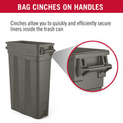 Suncast Commercial TCNH2030BK Narrow Trash Can with Handles, 30" Height x 11.08" Width, 23 gal Capacity, Black view 7