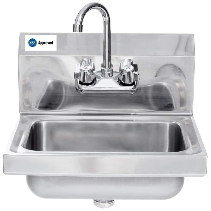 Commercial Stainless Steel Wall-Mount Hand Sink 12 x 12 - NSF
