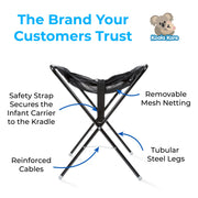Koala Kare Infant Seat Kradle – Secure, Table-Height Infant Carrier Holder with Tubular Steel Legs, Foldable & Compact Design, Machine-Washable Mesh (Model KB115-02) view 4