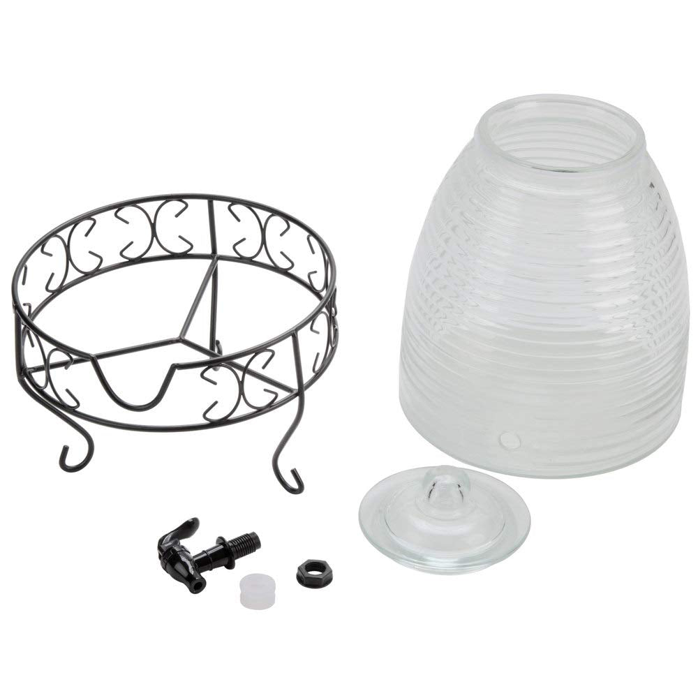 2.4 Gallon Glass Bee Hive Beverage Drink Water Ice Tea Dispenser Metal Stand view 3