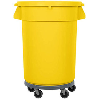 TableTop King 32 Gallon Yellow Trash Can, Lid, and Dolly Kit