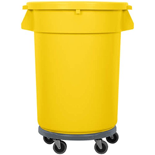 TableTop King 32 Gallon Yellow Trash Can, Lid, and Dolly Kit