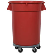 TableTop King 32 Gallon Red Trash Can, Lid, and Dolly Kit