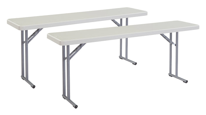 (2 Pack) National Public Seating 18" x 72" Heavy Duty Seminar Folding Table, Speckled Grey