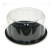 Pactiv Rose Pattern Cake Container & Lid Combo, 13" Diameter x 5.75" Height, Black Base/Clear Lid | 45/Case