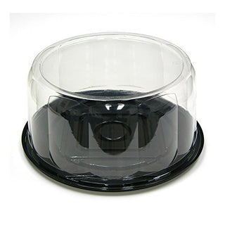 Pactiv Rose Pattern Cake Container & Lid Combo, 13" Diameter x 5.75" Height, Black Base/Clear Lid | 45/Case
