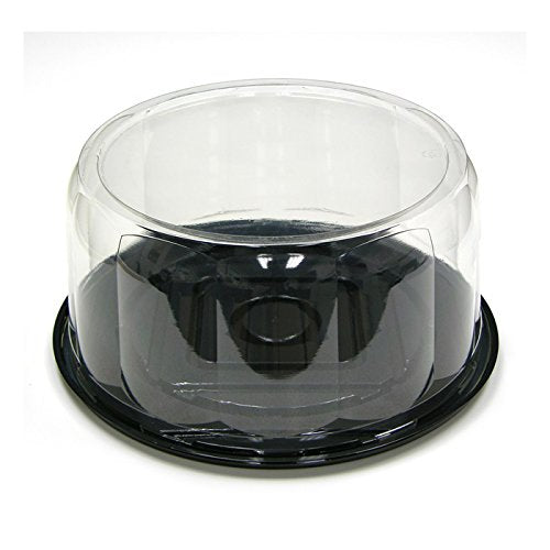 Pactiv Rose Pattern Cake Container & Lid Combo, 13" Diameter x 5.75" Height, Black Base/Clear Lid | 45/Case