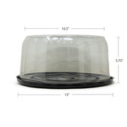 Pactiv Rose Pattern Cake Container & Lid Combo, 13" Diameter x 5.75" Height, Black Base/Clear Lid | 45/Case view 4