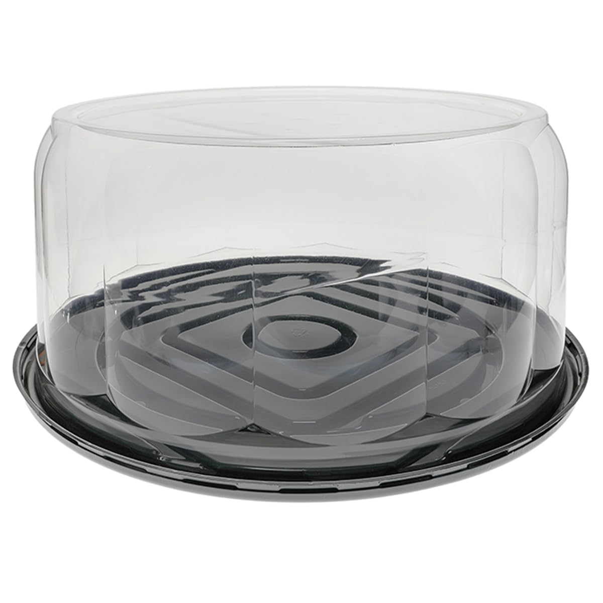Pactiv Rose Pattern Cake Container & Lid Combo, 13" Diameter x 5.75" Height, Black Base/Clear Lid | 45/Case view 5