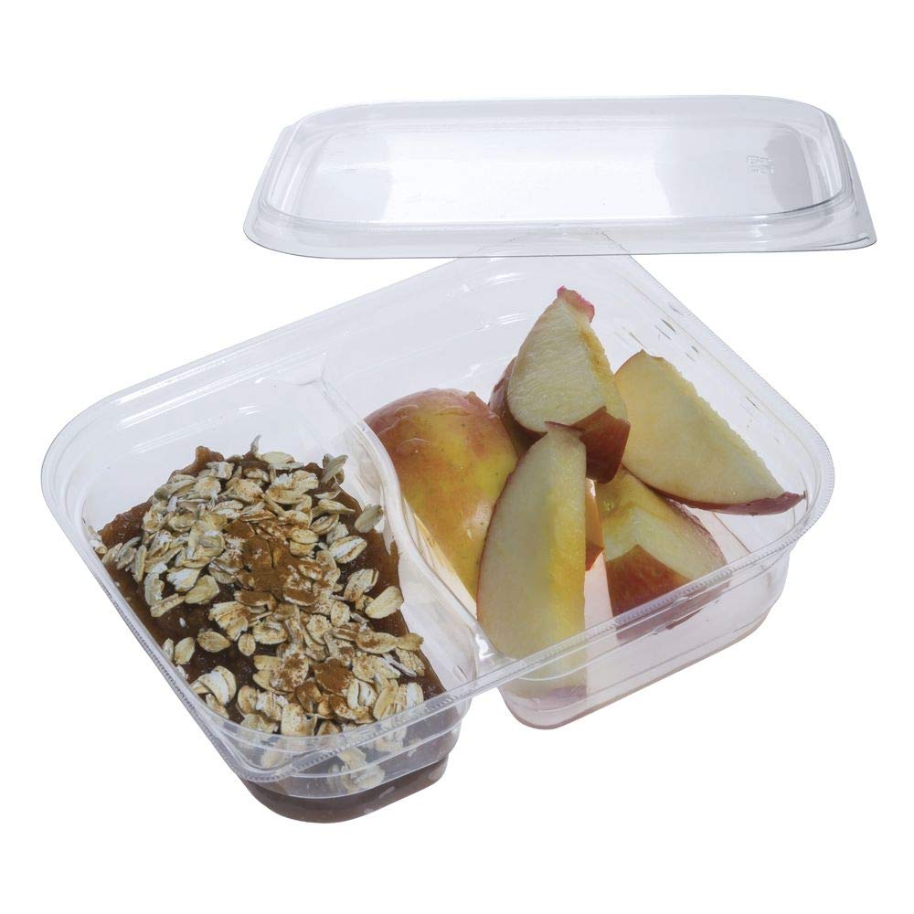 Plastic Carryout Snack Box Container 2-Compartment Clear PET 450 per Case view 2