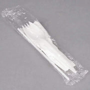 BWS Individually Wrapped White Medium Weight Plastic Spork, Straw, and Napkin Kit, Case of 1000 view 2