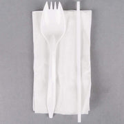 BWS Individually Wrapped White Medium Weight Plastic Spork, Straw, and Napkin Kit, Case of 1000 view 3