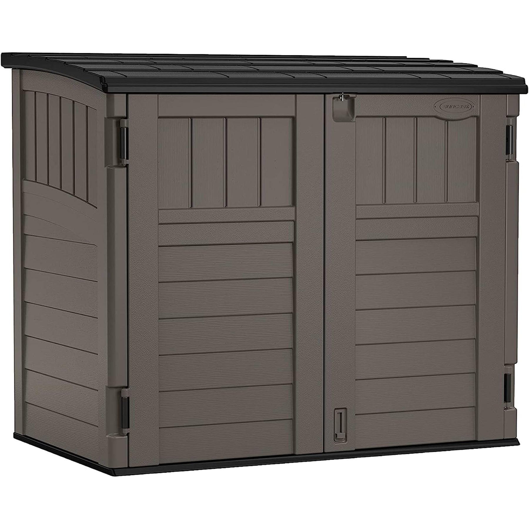 Suncast 34 Cu Ft Horizontal Storage Shed, Resin, Lockable, Stoney Black