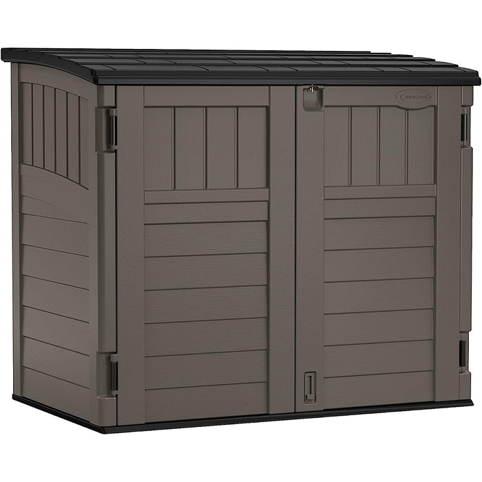 Suncast 34 Cu Ft Horizontal Storage Shed, Resin, Lockable, Stoney Black