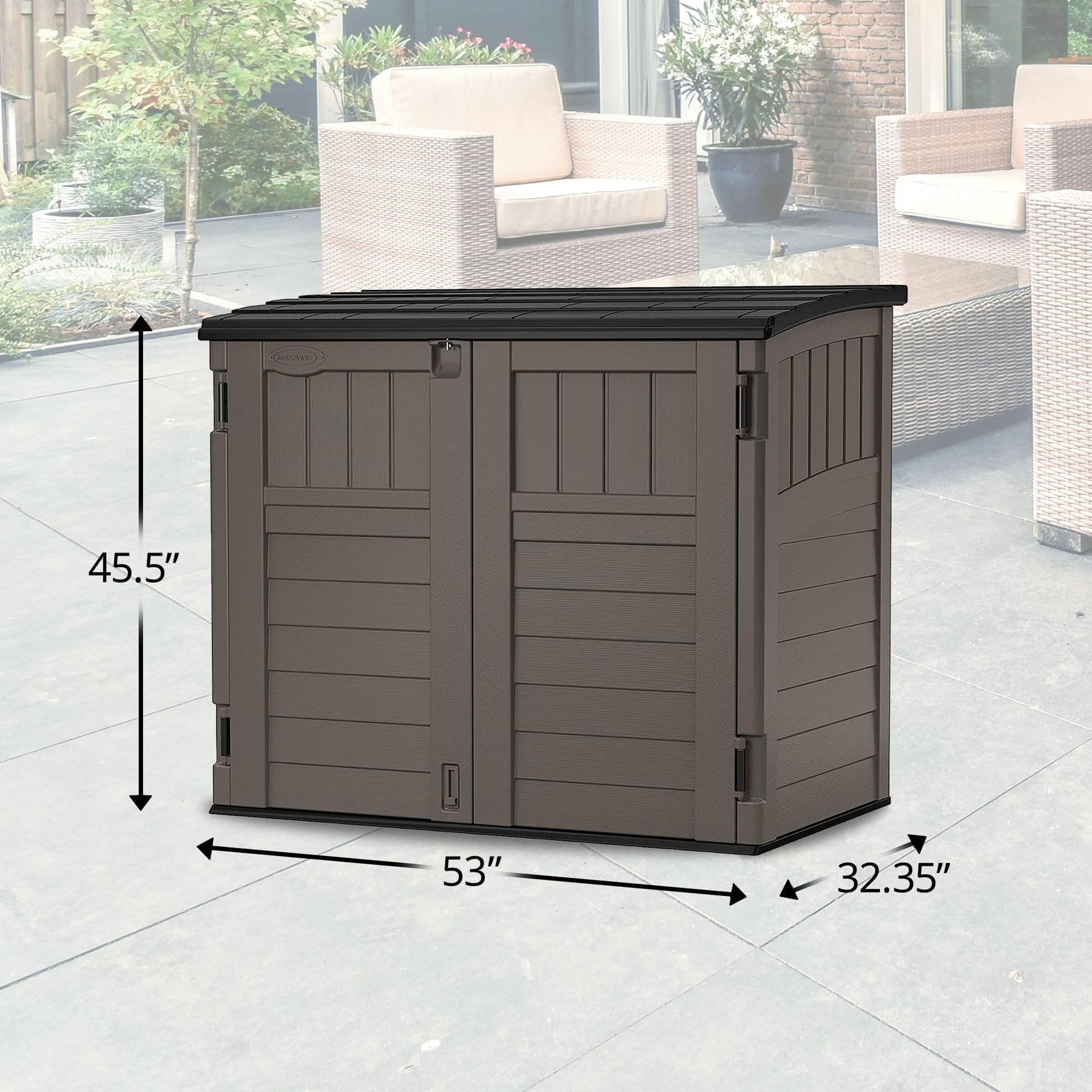 Suncast 34 Cu Ft Horizontal Storage Shed, Resin, Lockable, Stoney Black view 2
