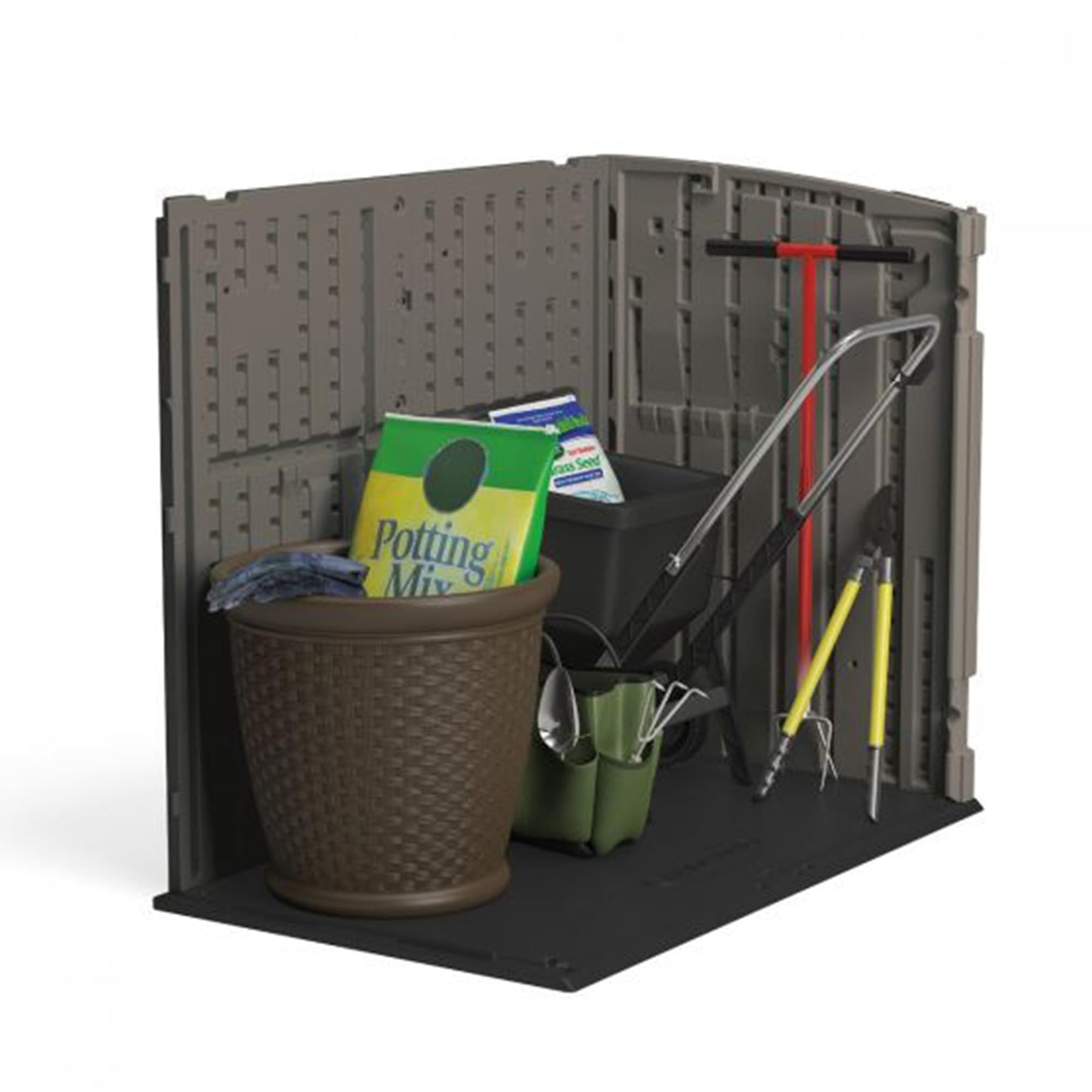Suncast 34 Cu Ft Horizontal Storage Shed, Resin, Lockable, Stoney Black view 7
