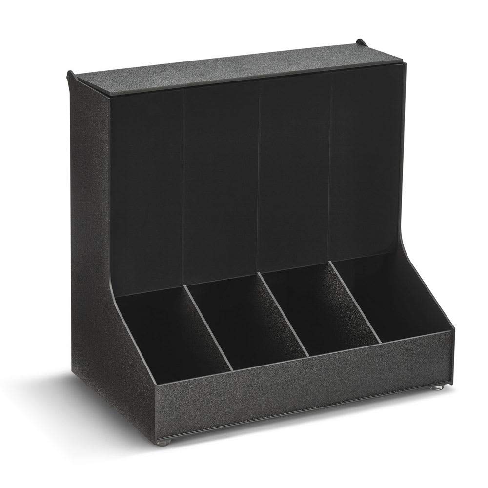 Vollrath CFIFO-4 Countertop Condiment Organizer, 4-Compartment Gravity-Fed Design, Durable ABS Plastic with Smoked-Acrylic Front, Space-Saving Vertical Dispenser, Made in USA