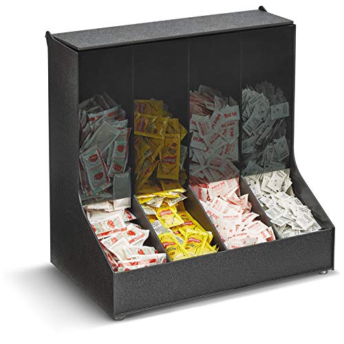 Vollrath CFIFO-4 Countertop Condiment Organizer, 4-Compartment Gravity-Fed Design, Durable ABS Plastic with Smoked-Acrylic Front, Space-Saving Vertical Dispenser, Made in USA view 2