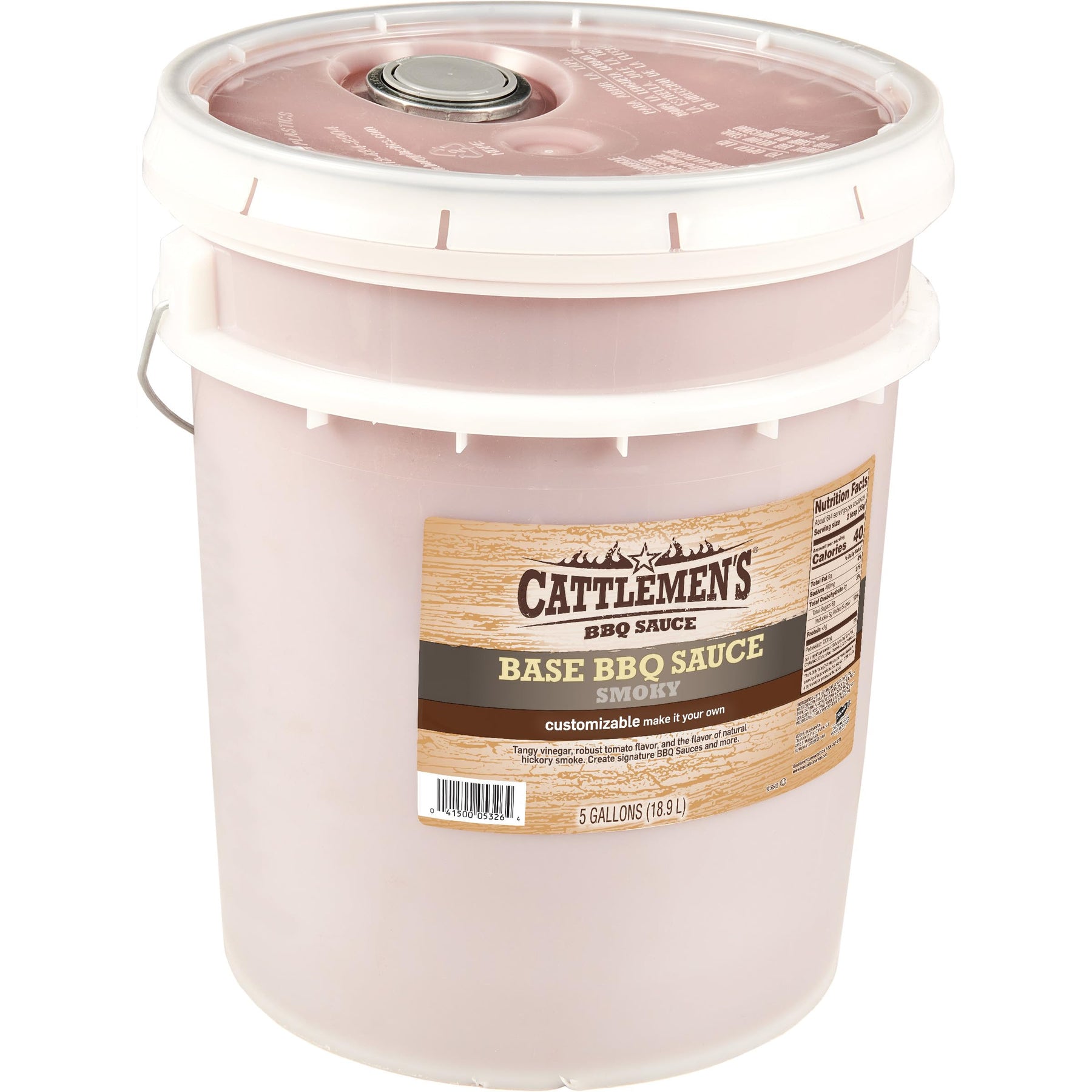 Cattlemen's Smoky Base BBQ Sauce, 5 gal - One 5 Gallon Jug of Customizable Smoky Barbecue Sauce Base for Chefs, Ideal for Ribs, Briskets, Wings and More