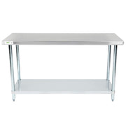 TableTop King 24" x 60" 18-Gauge 304 Stainless Steel Commercial Work Table with Galvanized Legs and Undershelf view 2