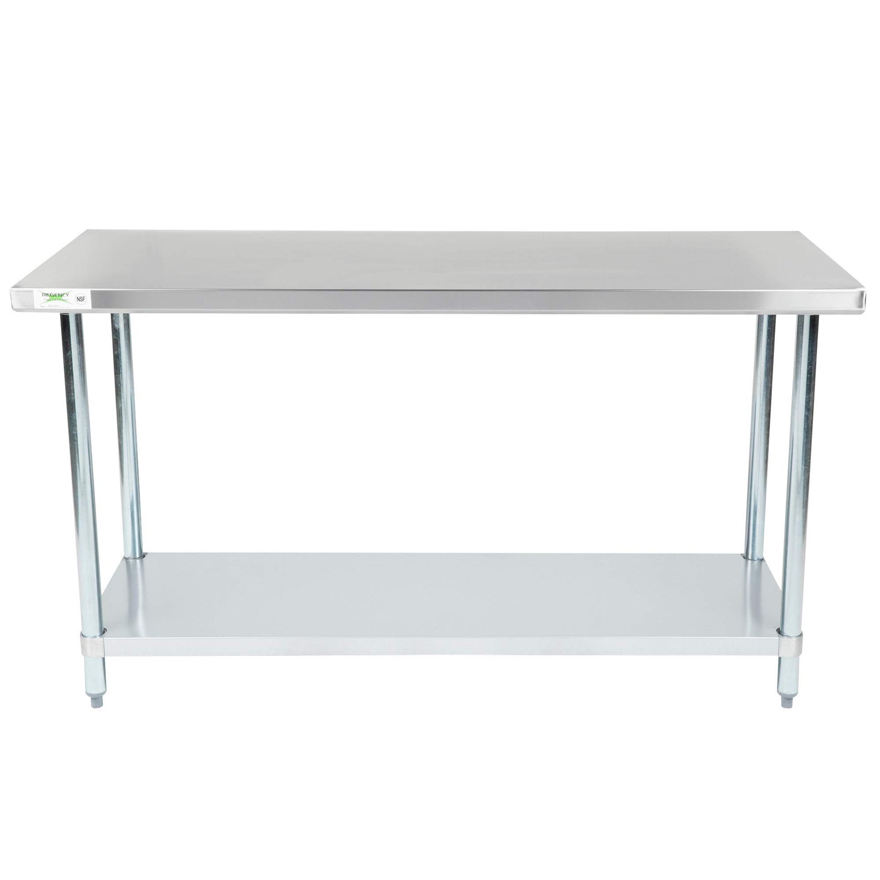 TableTop King 24" x 60" 18-Gauge 304 Stainless Steel Commercial Work Table with Galvanized Legs and Undershelf view 2