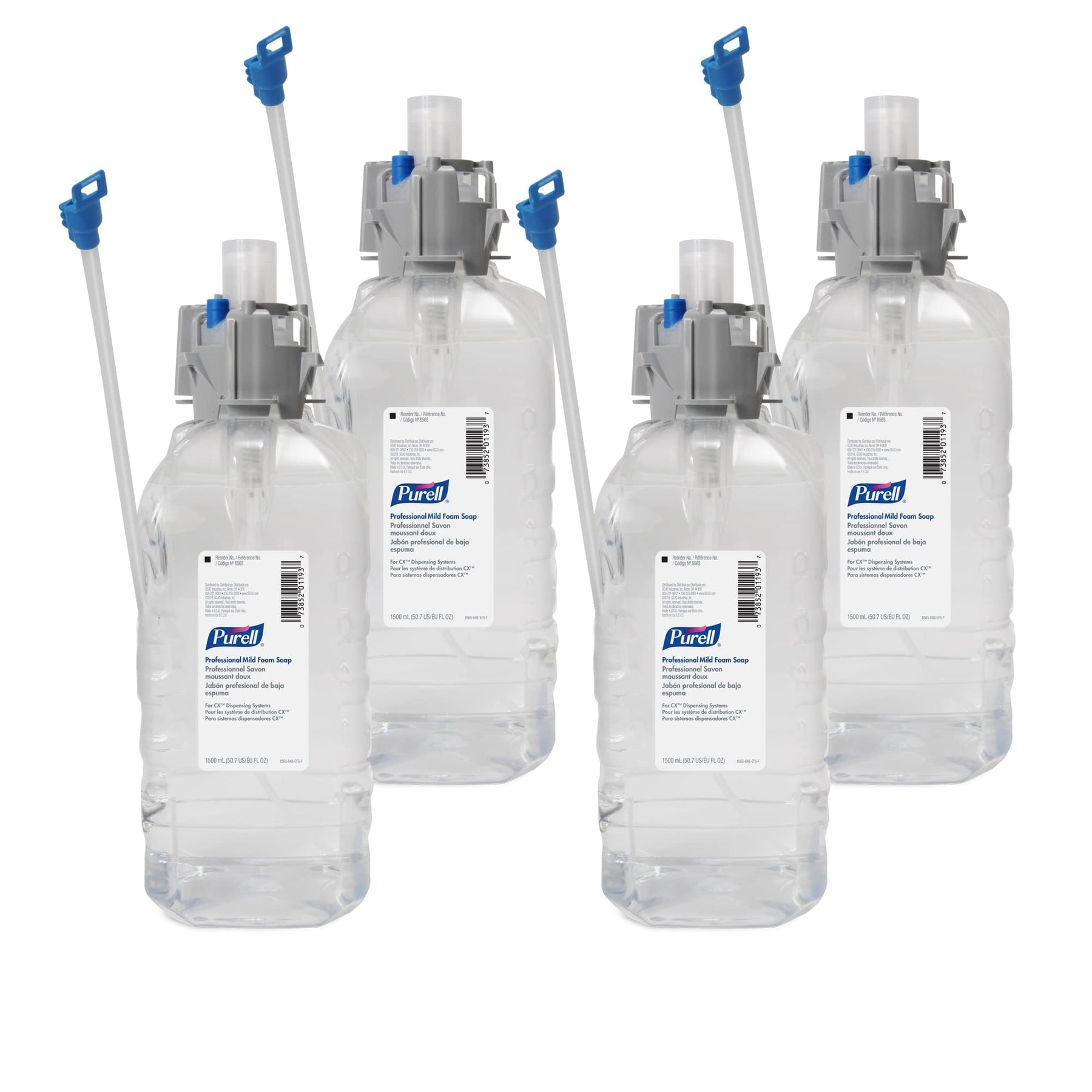 PURELL Professional Mild Foam Soap, Fragrance Free, 1500 mL Foam Hand Soap Refill for PURELL CXM/CXI/CXT Dispensers (Pack of 4) - 8565-04