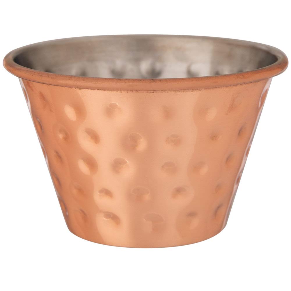 TableTop King 4 oz. Hammered Copper-Plated Stainless Steel Round Sauce Cup - 12/Pack view 2